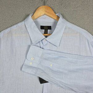 Club Room Shirt Mens Size 2XL Light Blue Luxury Billowing Cloud 100% Linen NWT